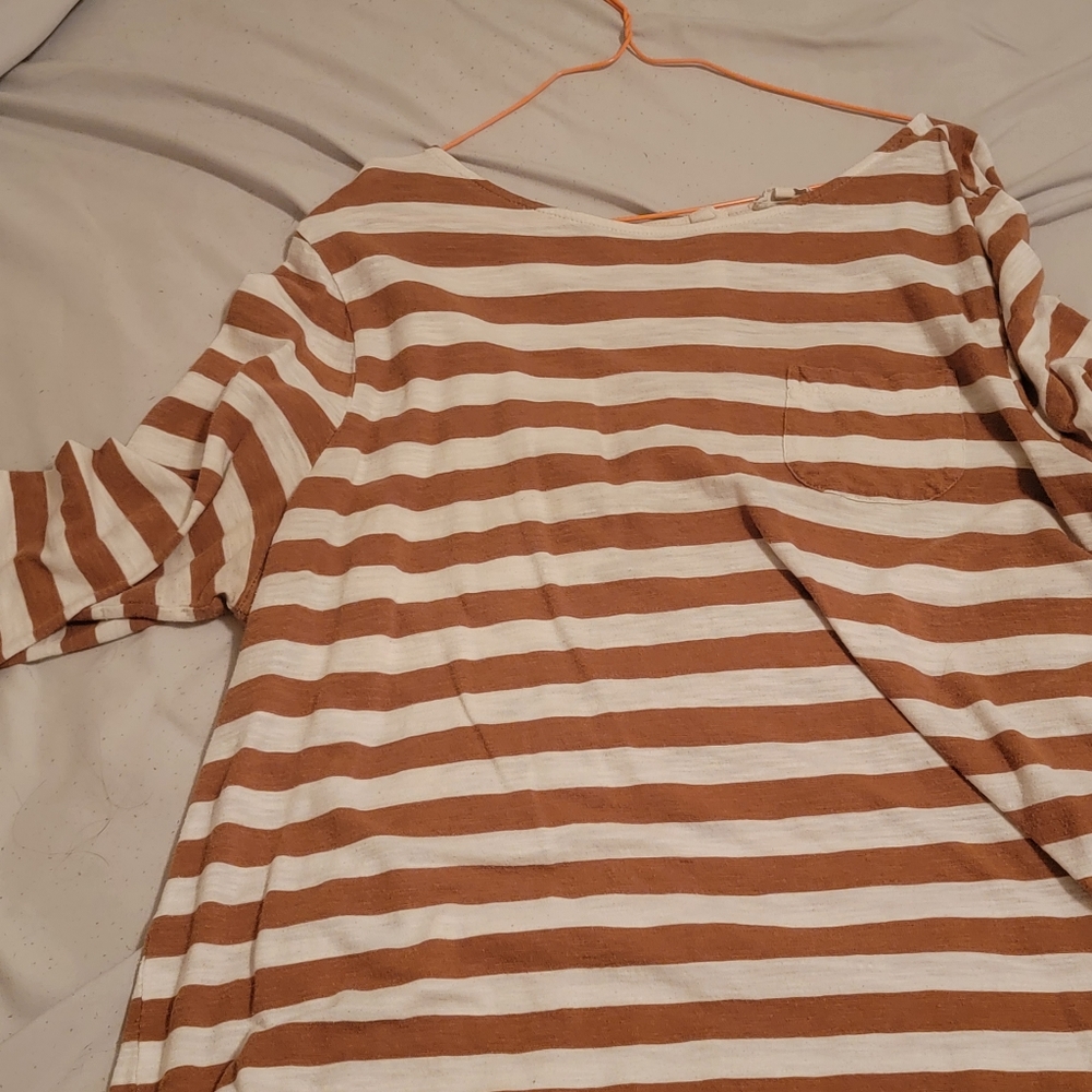 Brown and white striped shirt